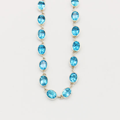 Blue Topaz Oval Statement Necklace