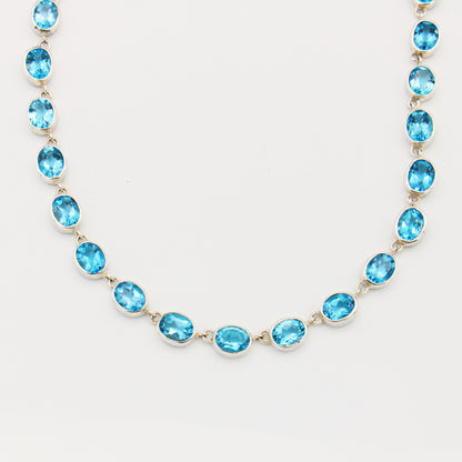 Blue Topaz Oval Statement Necklace