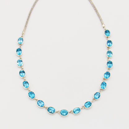 Blue Topaz Oval Statement Necklace
