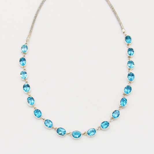 Blue Topaz Oval Statement Necklace