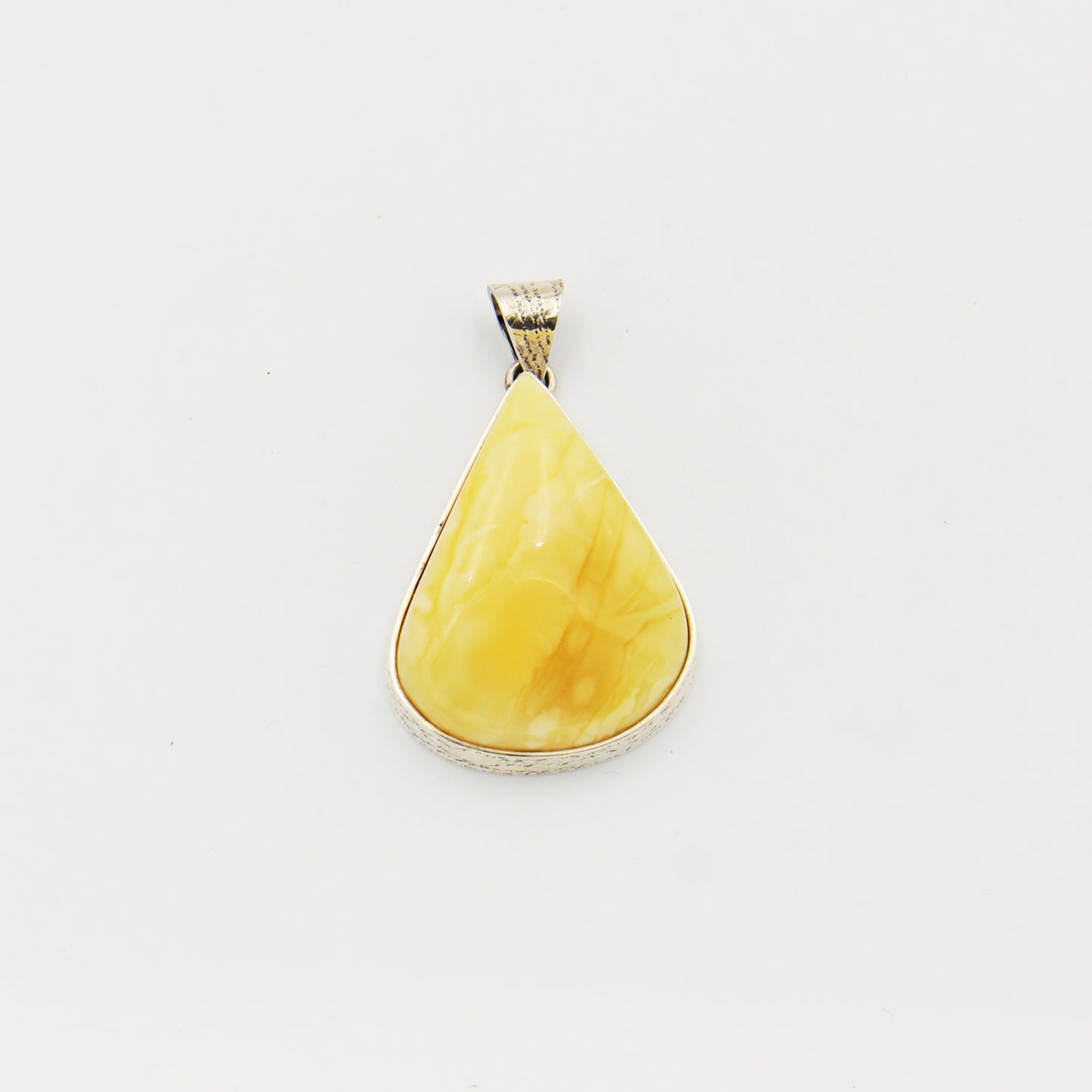 Butterscotch Amber Large Teardrop Sterling Pendant