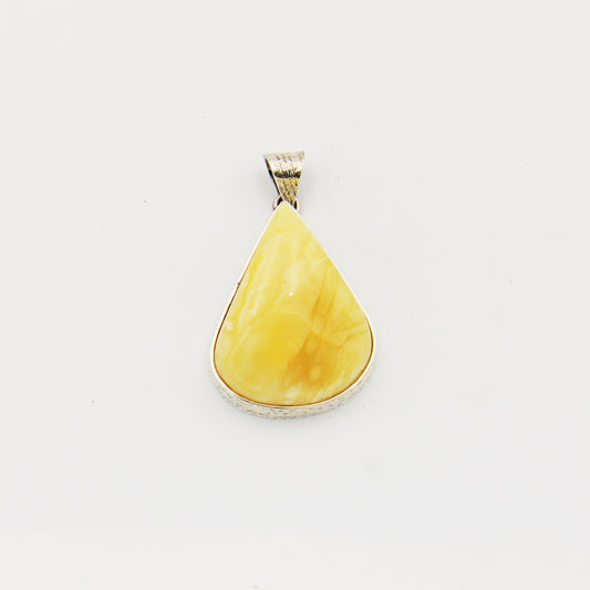 Butterscotch Amber Large Teardrop Sterling Pendant