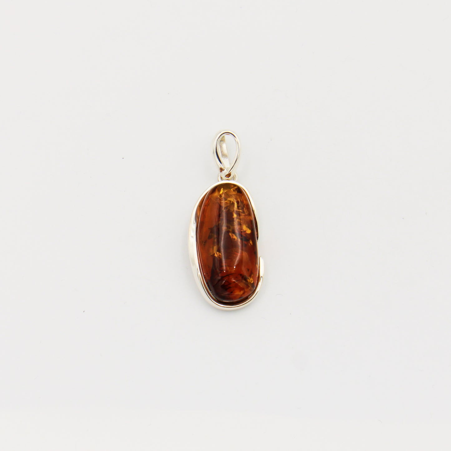 Amber Oval Sterling Silver Pendant