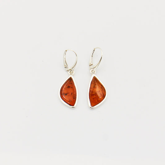 Amber Ovoid Sterling Drop Earrings