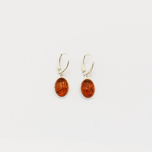 Amber Oval Sterling Drop Earrings