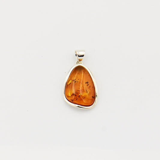 Amber Ovoid Sterling Silver Pendant