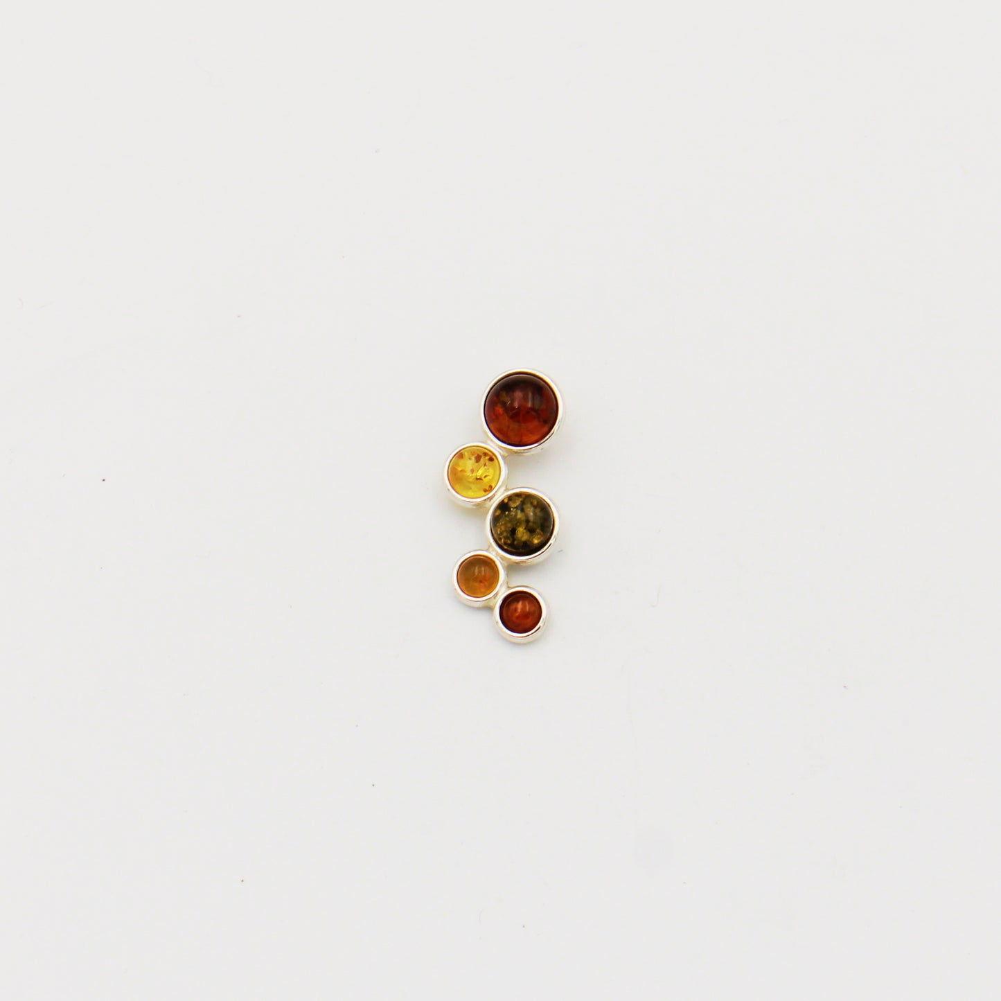 Amber Multi-Colored Circles Sterling Pendant