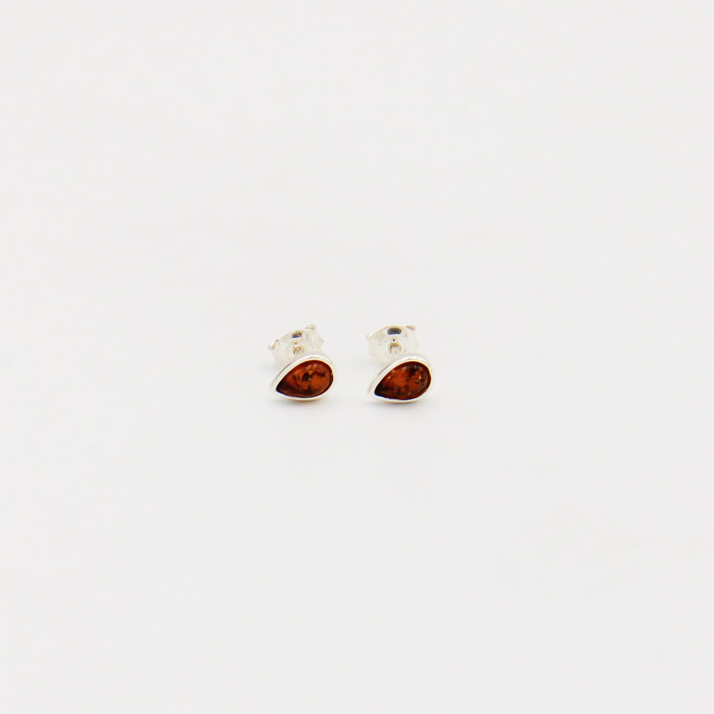 Tiny Amber Pear Sterling Studs