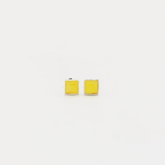 Butterscotch Amber Square Sterling Studs 6mm
