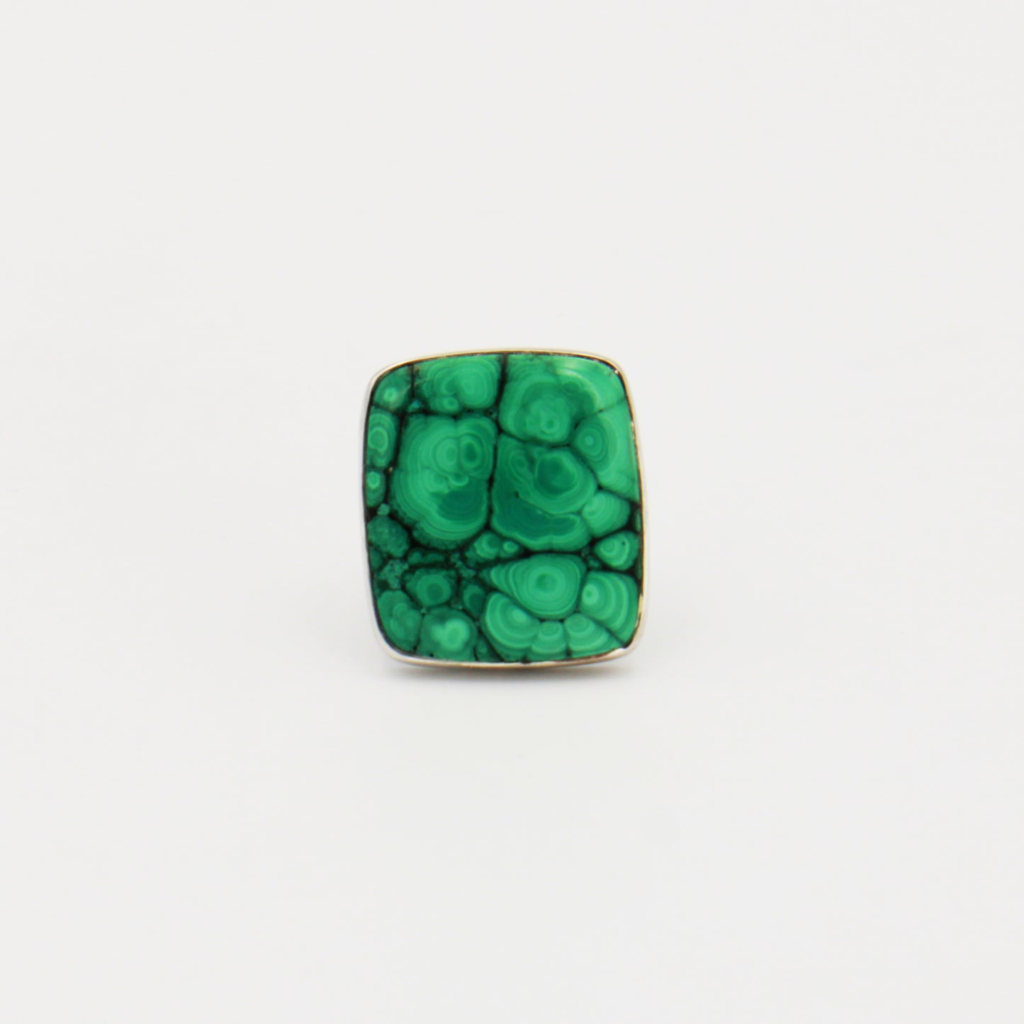 Malachite Large Square Sterling Ring Adjustable