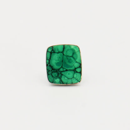 Malachite Large Square Sterling Ring Adjustable