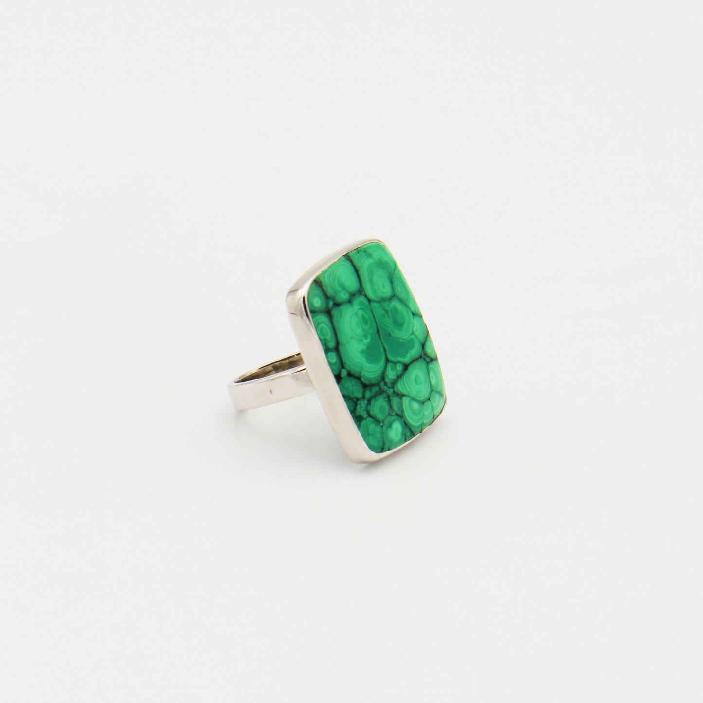 Malachite Large Square Sterling Ring Adjustable