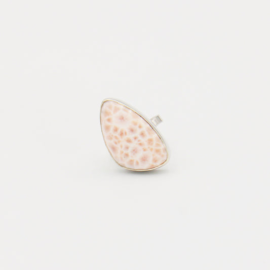 Natrolite Large Wedge Sterling Ring Adjustable