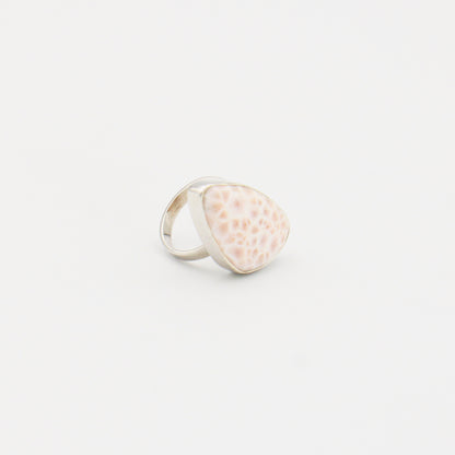 Natrolite Large Wedge Sterling Ring Adjustable