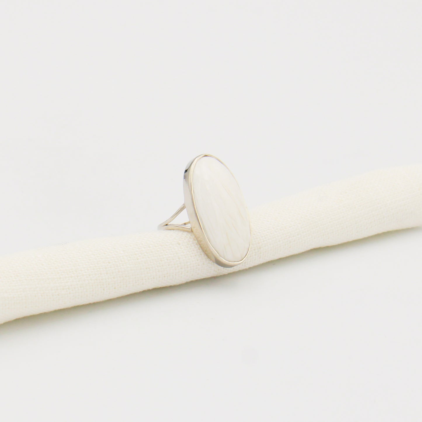 Scolecite Oval Split Shank Sterling Ring Size 7