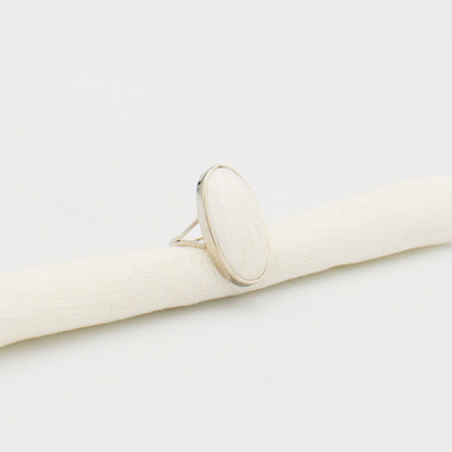 Scolecite Oval Split Shank Sterling Ring Size 7