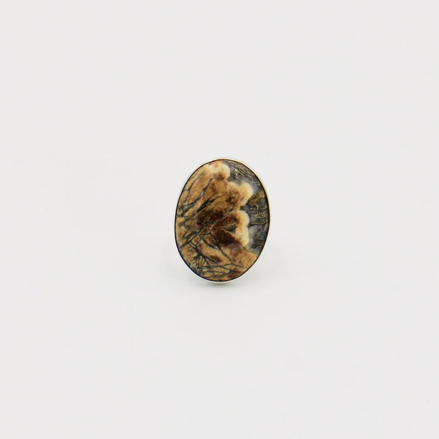 Montana Agate Large Oval Sterling Ring Adjustable