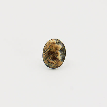 Montana Agate Large Oval Sterling Ring Adjustable