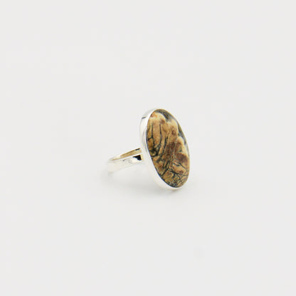Montana Agate Large Oval Sterling Ring Adjustable