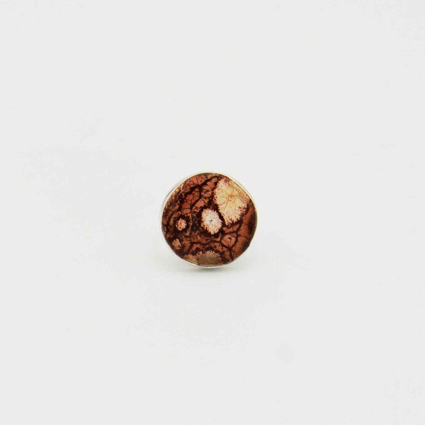 Sunflower Agate Large Round Sterling Ring Size 8
