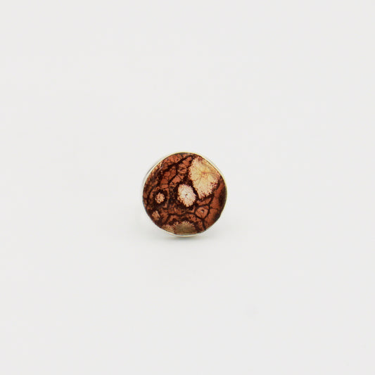 Sunflower Agate Large Round Sterling Ring Size 8