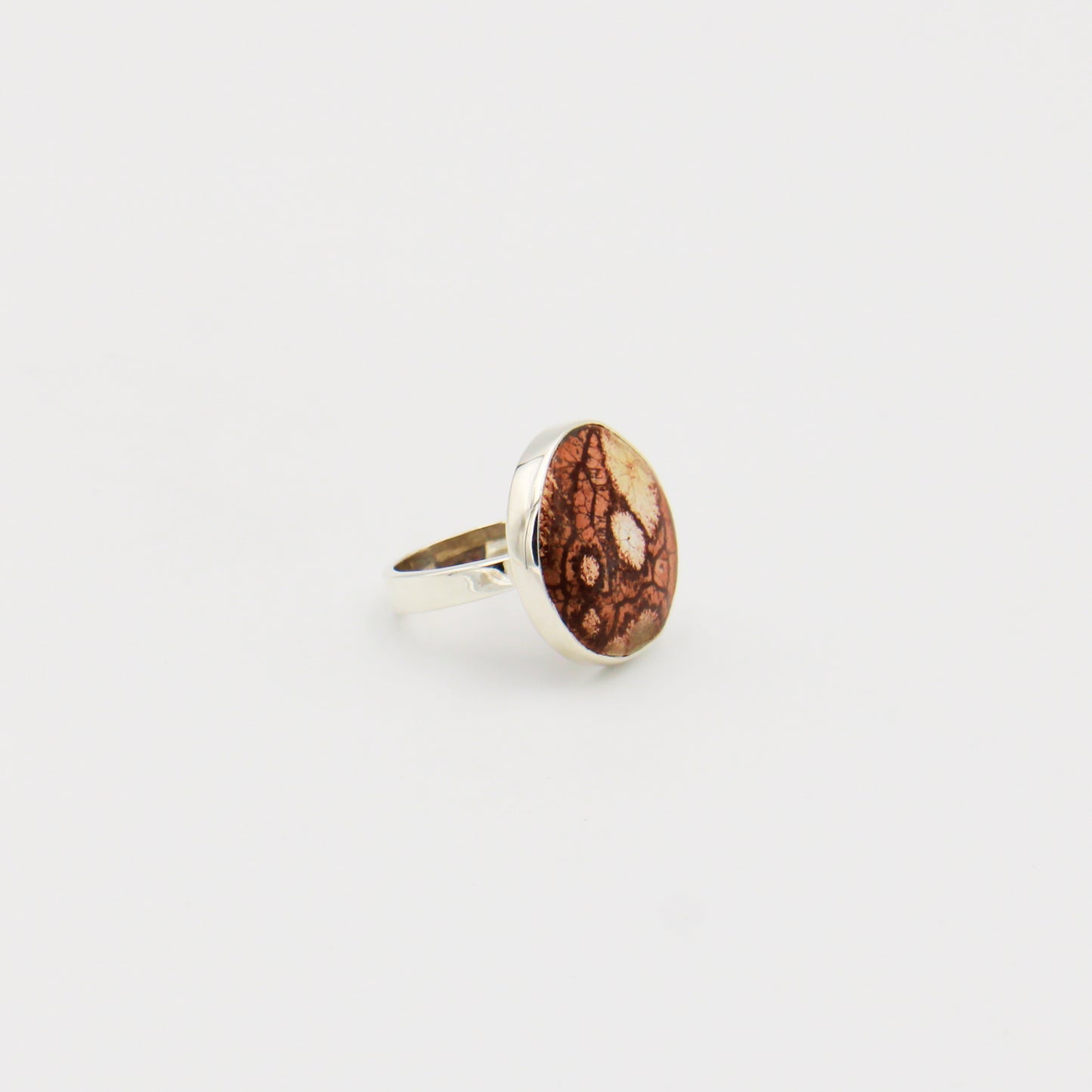 Sunflower Agate Large Round Sterling Ring Size 8