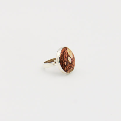 Sunflower Agate Large Round Sterling Ring Size 8