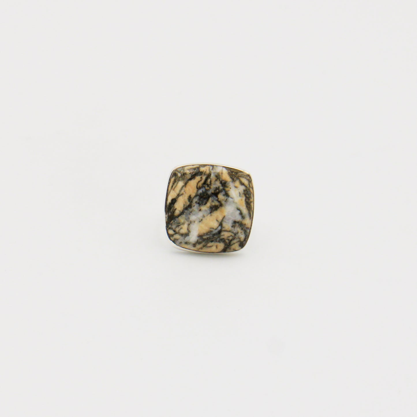Feather Pyrite Large Square Sterling Ring Size 8