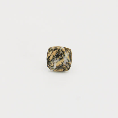 Feather Pyrite Large Square Sterling Ring Size 8