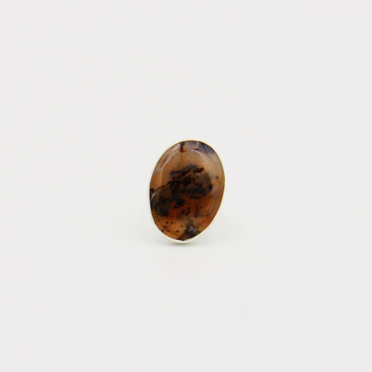 Feather Pyrite Oval Sterling Ring Size 10