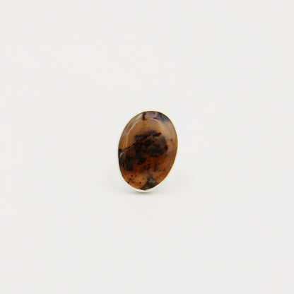 Feather Pyrite Oval Sterling Ring Size 10