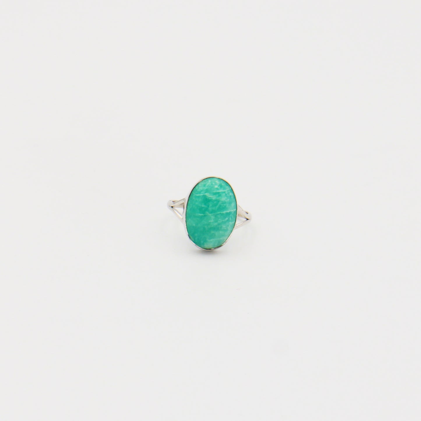 Amazonite Oval Sterling Ring Size 9