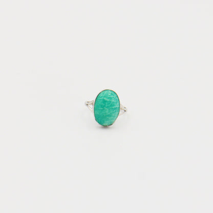 Amazonite Oval Sterling Ring Size 9