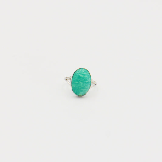 Amazonite Oval Sterling Ring Size 9