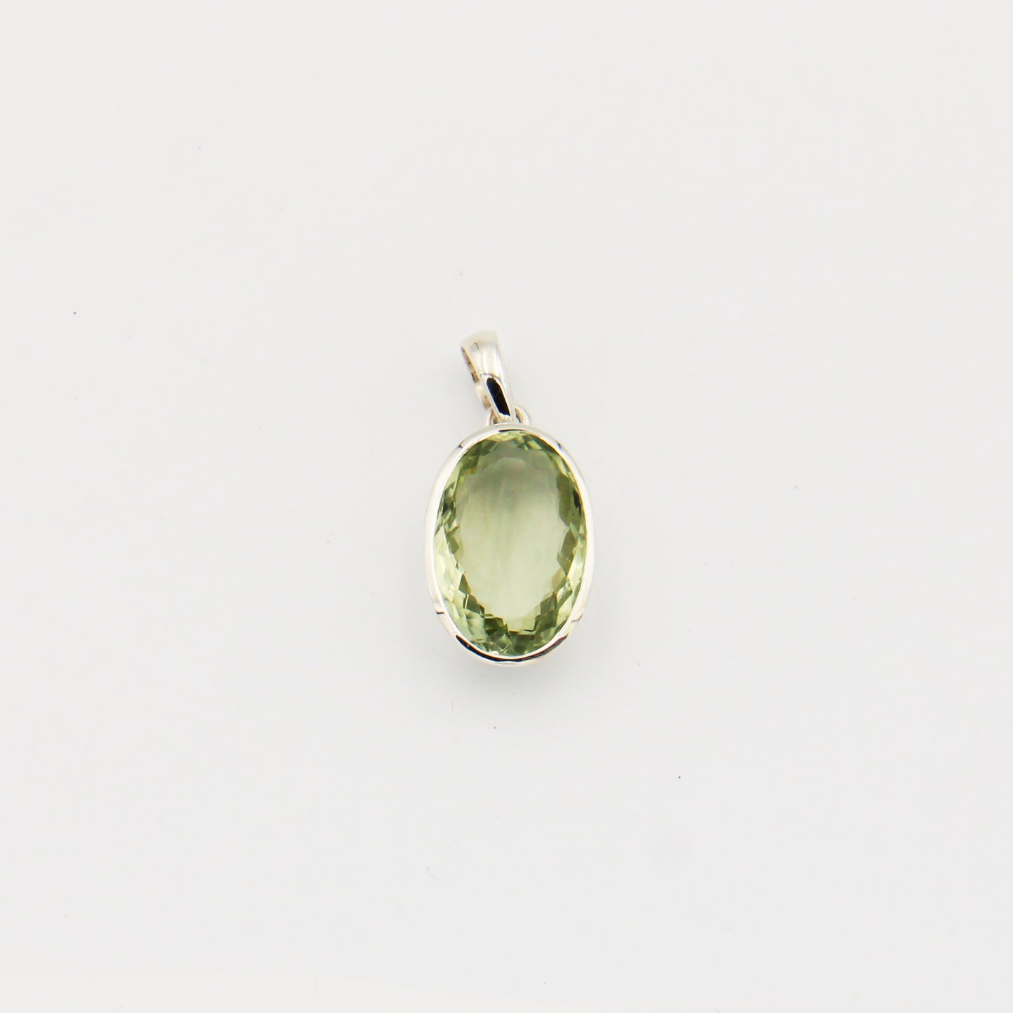Green Amethyst Oval Sterling Pendant