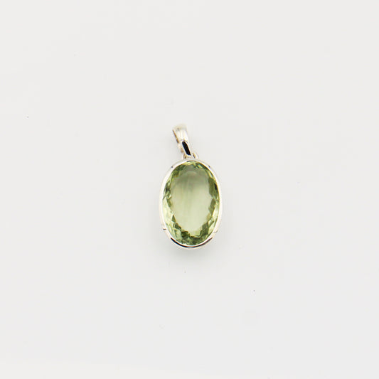 Green Amethyst Oval Sterling Pendant