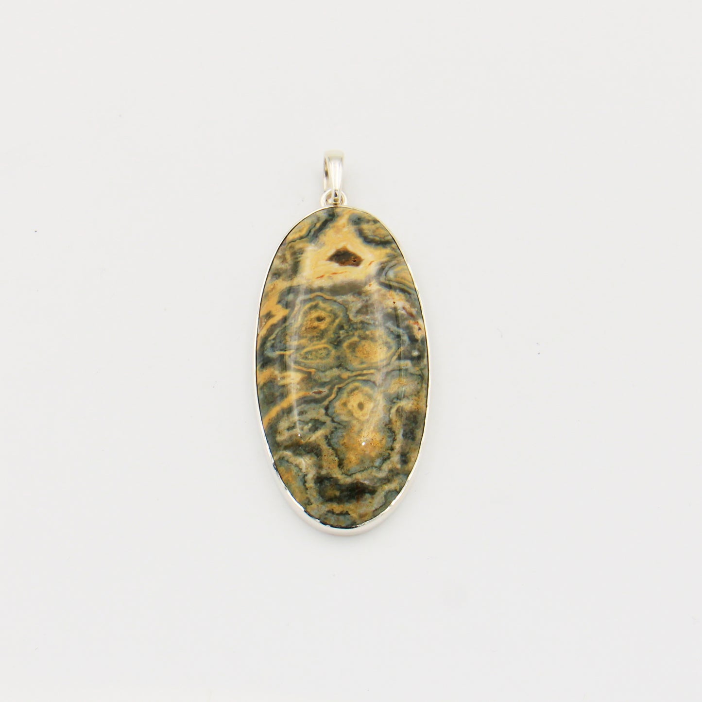 Ocean Jasper Large Oval Sterling Pendant