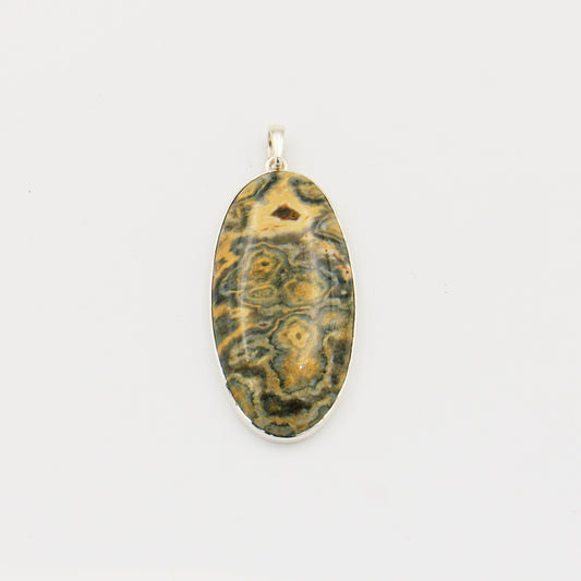Ocean Jasper Large Oval Sterling Pendant