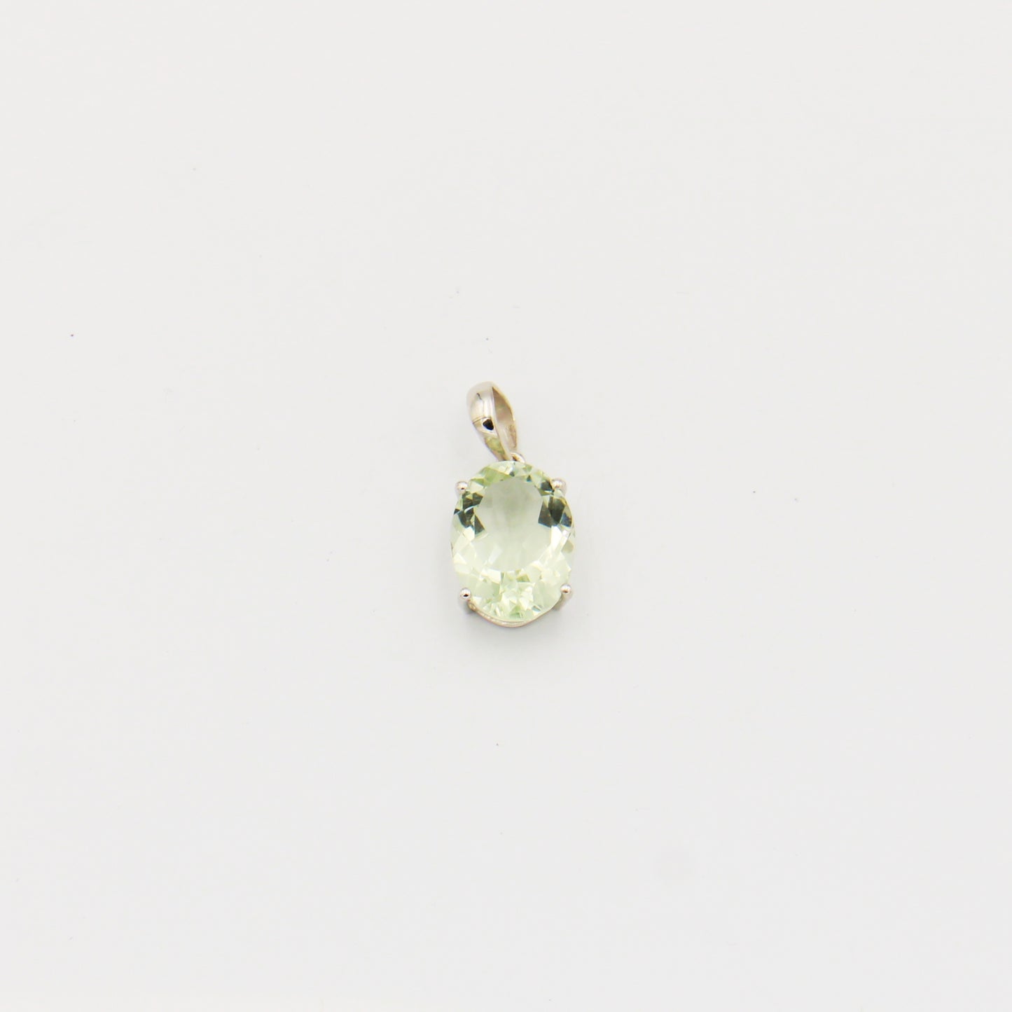 Green Amethyst Oval Prong Sterling Pendant
