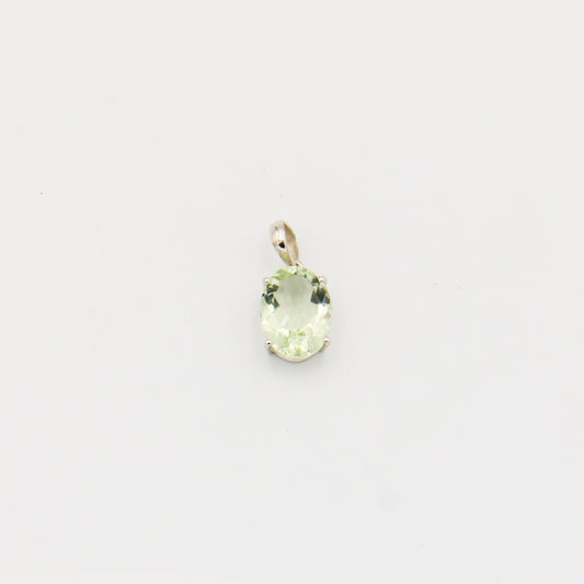 Green Amethyst Oval Prong Sterling Pendant
