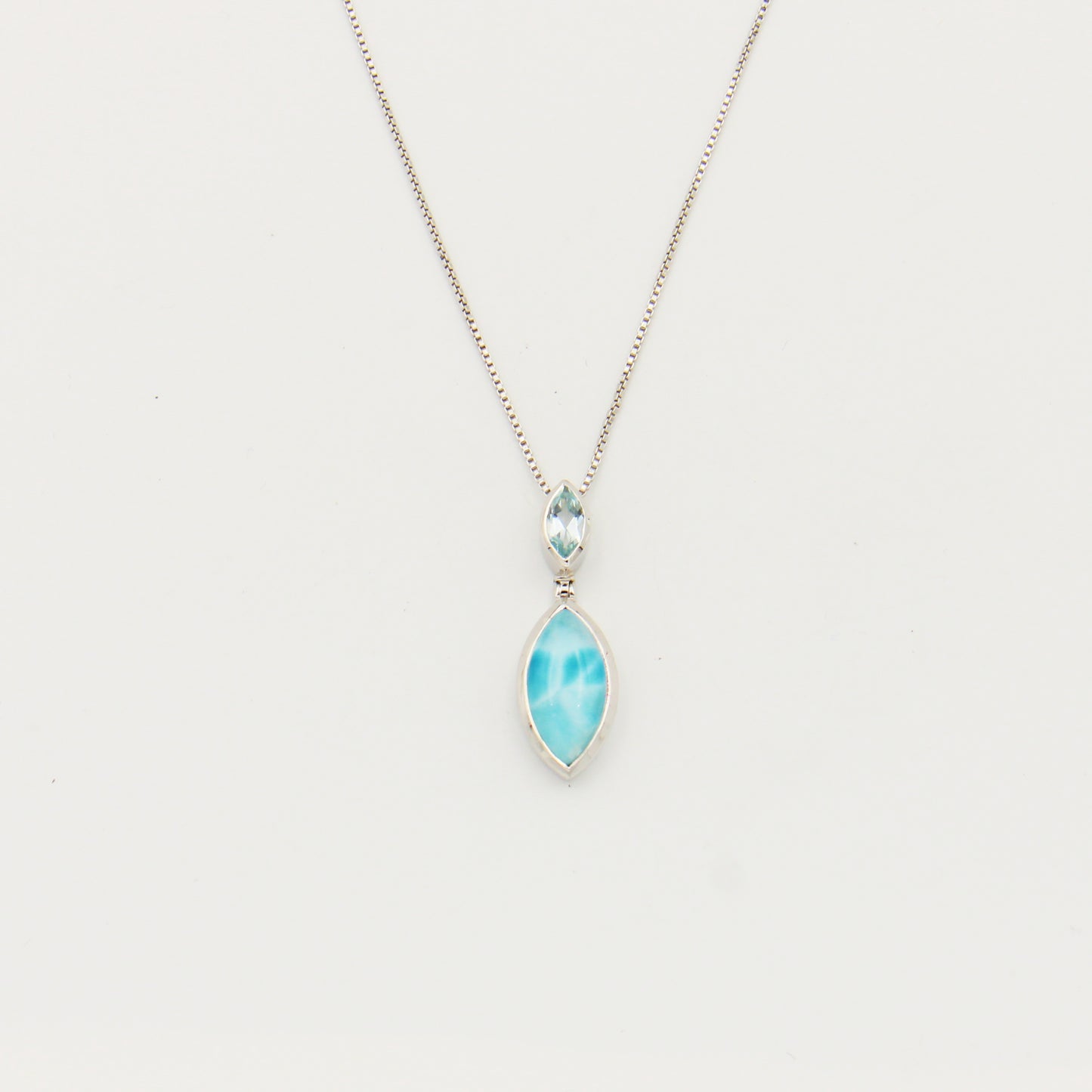 Larimar & Blue Topaz Marquise Sterling Necklace 18"