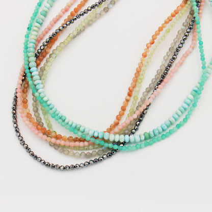 Gemstone Beaded Sterling Necklace 18-19.5"