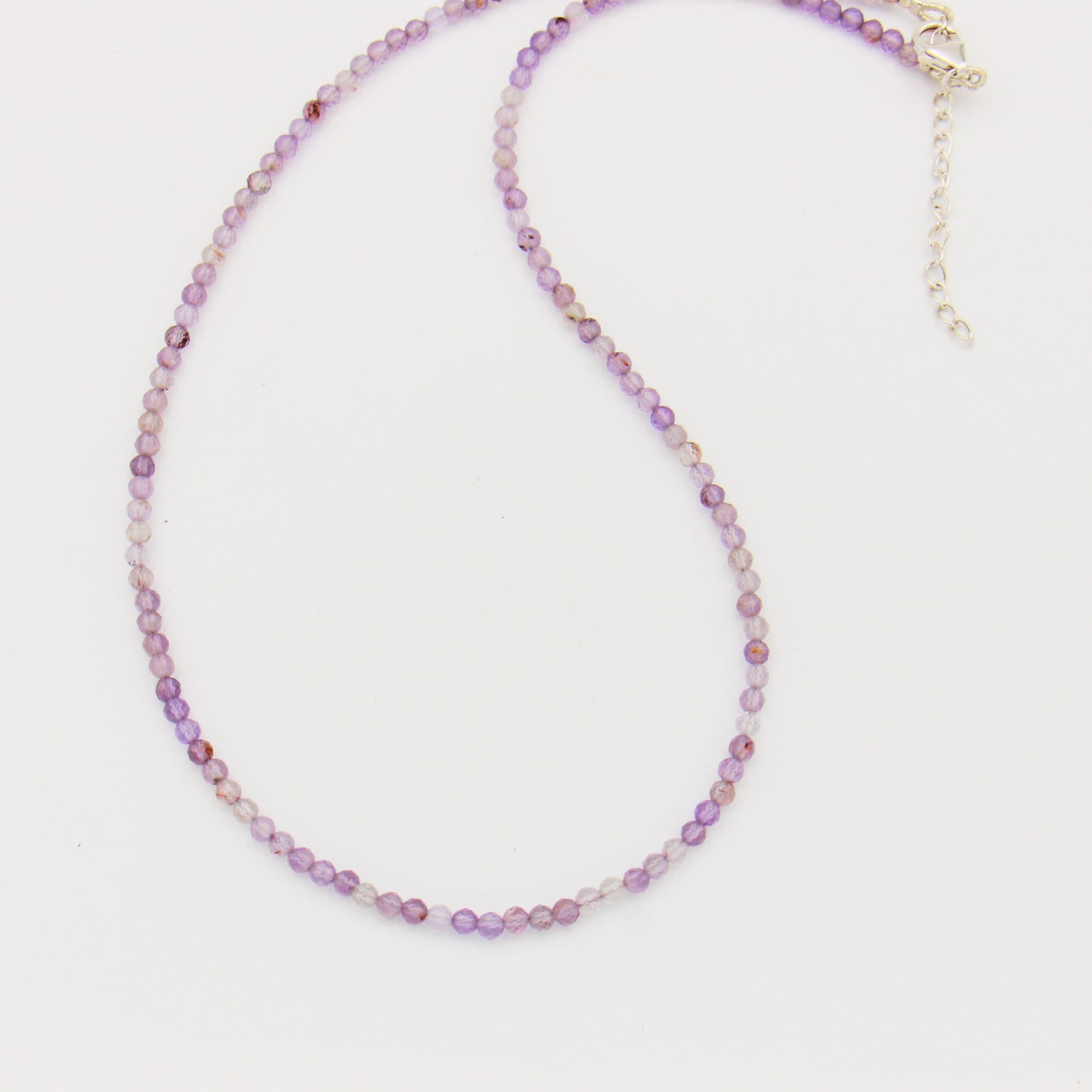 Gemstone Beaded Sterling Necklace 18-19.5"
