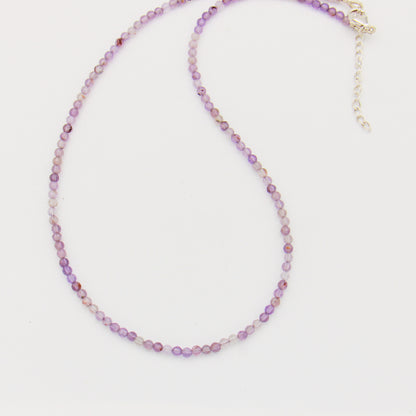 Gemstone Beaded Sterling Necklace 18-19.5"