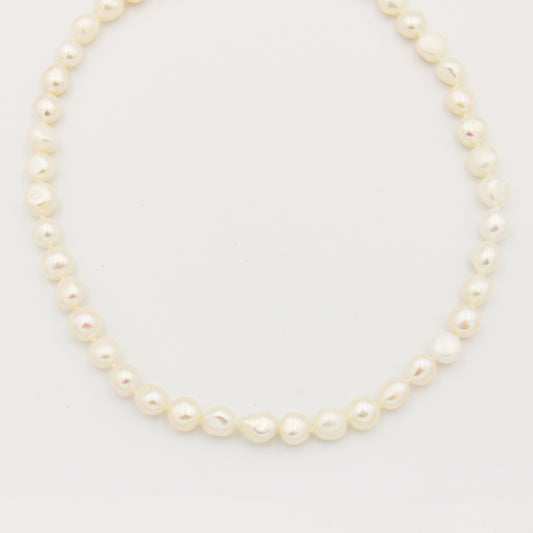 Freshwater Pearl White Flat Back Strand 17.25"
