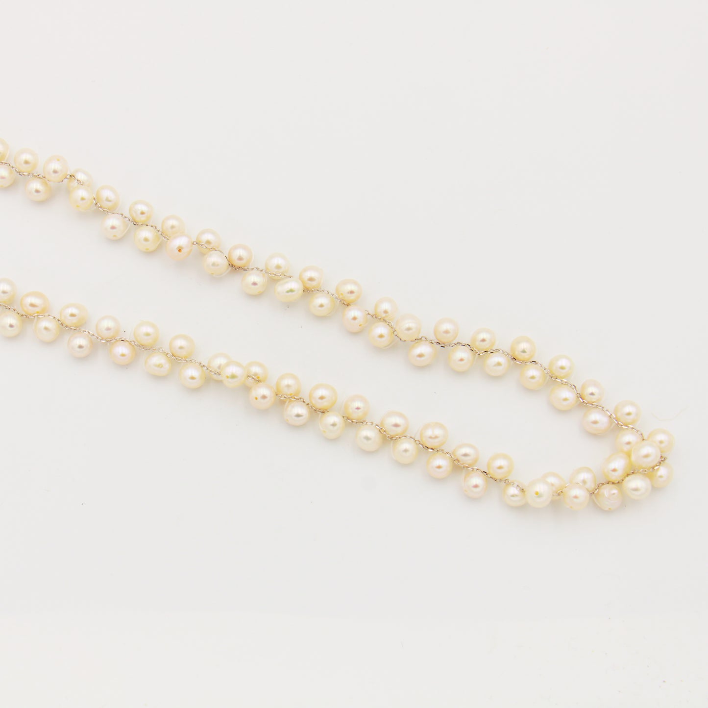 Peach Freshwater Pearl Double Sterling Necklace 18-19"