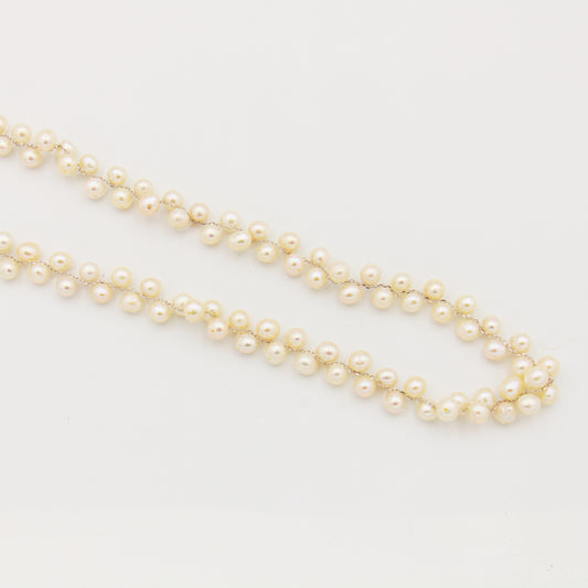Peach Freshwater Pearl Double Sterling Necklace 18-19"