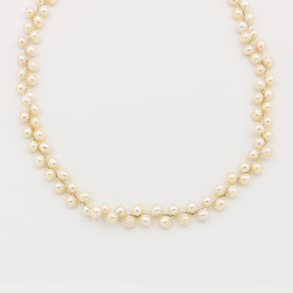 Peach Freshwater Pearl Double Sterling Necklace 18-19"