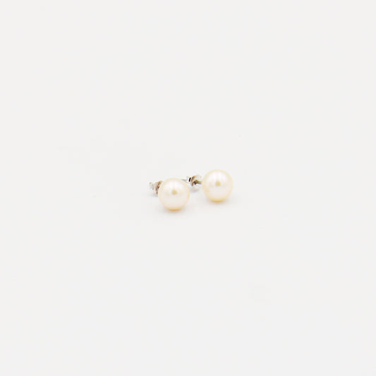 Round Freshwater Pearl Sterling Stud Earrings