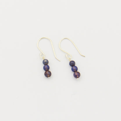 Leland Blue 3 Bead Sterling Earrings